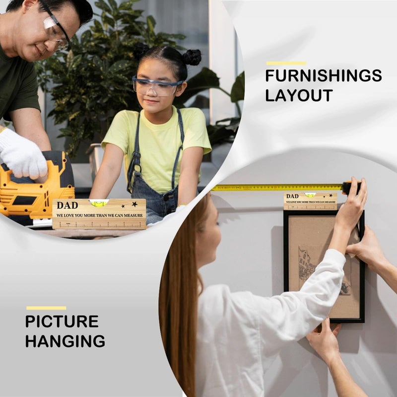AACQQ Fathers Day Birthday Gifts for Dad from Daughter Son Wife Wooden Spirit Level Valentines Christmas Thank You Gifts Ideas for Daddy New Dad Papa Grandpa - Image 4